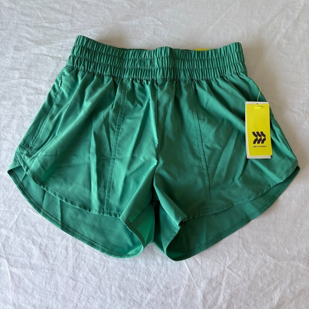 All In‎ Motion Womens Teal Green Inner Brief Liner Mid Rise Run Shorts Size XS